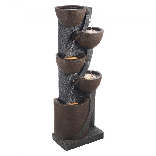 VEVOR Outdoor Water Fountain, 49.61 in Height Fountain and Waterfall, 5-Tier Floor Standing Jar-Shaped Cascading Fountains with LED Light and Pump, for Outdoor Indoor Garden, Home, Patio & Backyard - DCSPQGZCDS1837C5C001V1 - view 2