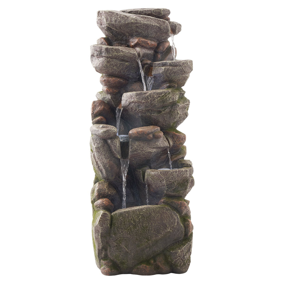 VEVOR Outdoor Water Fountain, 38.98 in Height Fountain and Waterfall, 7-Tier Floor Standing Rock-Shaped Cascading Fountains with LED Light and Pump, for Outdoor Indoor Garden, Home, Patio & Backyard - DCSPQYSCDS15ZXQKW001V1 - view 10