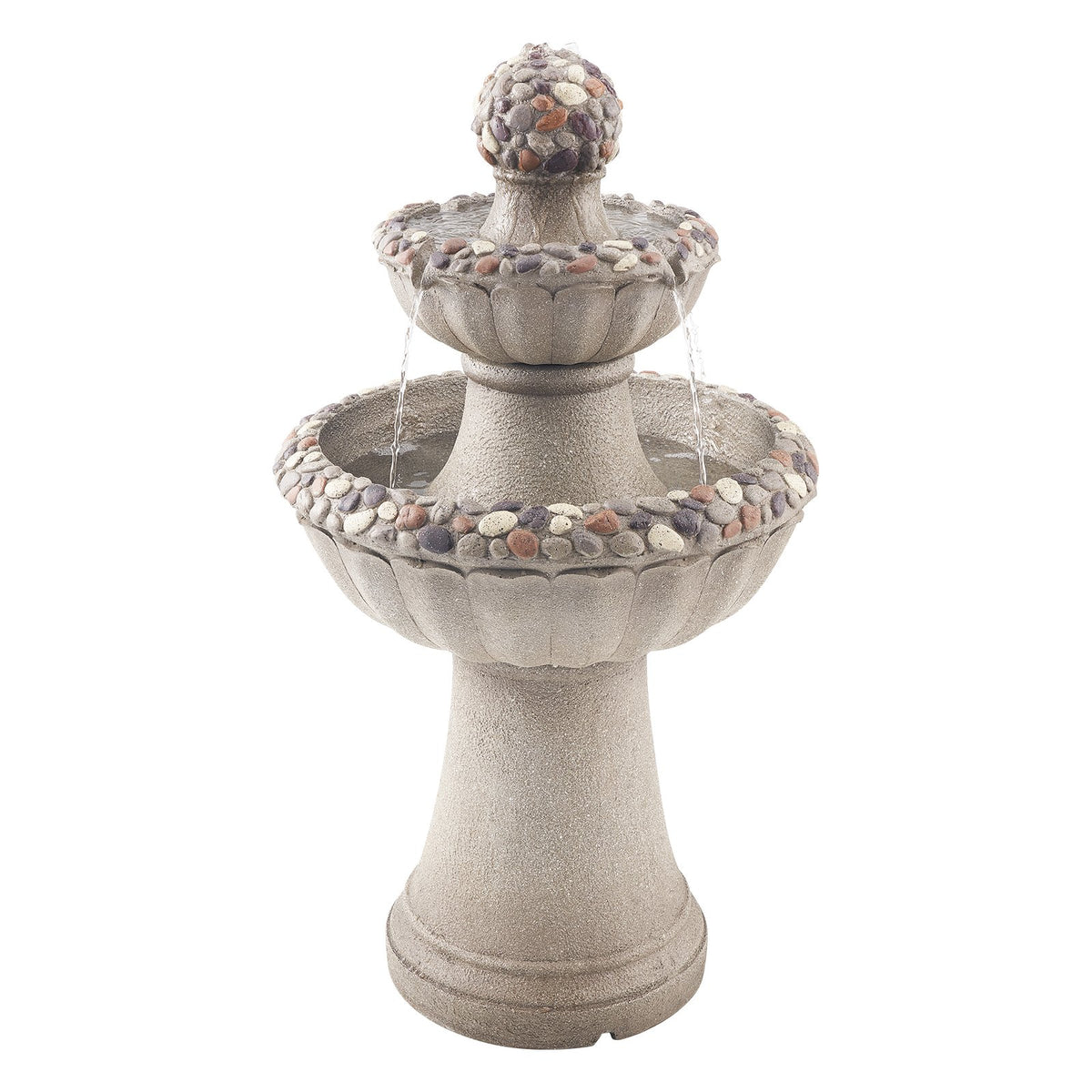 VEVOR Outdoor Water Fountain, 36.5 in Height Fountain and Waterfall, 2-Tier Floor Standing Rock Base Style Fiberglass and Resin Fountains with Pump, for Outdoor Indoor Garden, Home, Patio & Backyard - DCSPQYSJZS18QCKX0001V1 - view 1