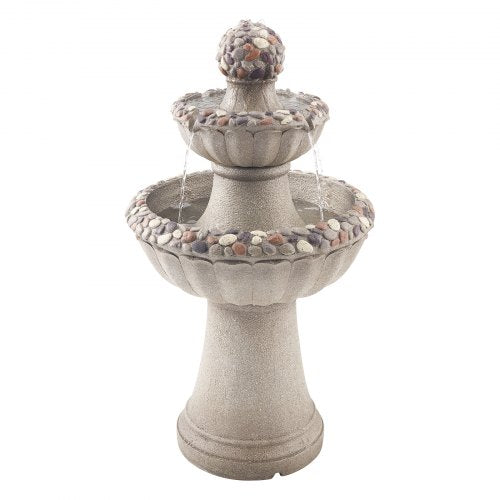 VEVOR Outdoor Water Fountain, 36.5 in Height Fountain and Waterfall, 2-Tier Floor Standing Rock Base Style Fiberglass and Resin Fountains with Pump, for Outdoor Indoor Garden, Home, Patio & Backyard - DCSPQYSJZS18QCKX0001V1 - view 2