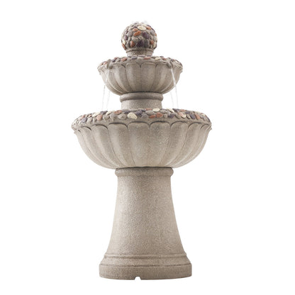 VEVOR Outdoor Water Fountain, 36.5 in Height Fountain and Waterfall, 2-Tier Floor Standing Rock Base Style Fiberglass and Resin Fountains with Pump, for Outdoor Indoor Garden, Home, Patio & Backyard - DCSPQYSJZS18QCKX0001V1 - view 10