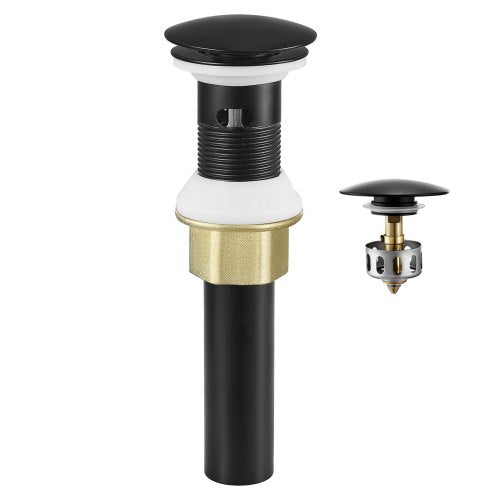 VEVOR Bathroom Sink Drain with Overflow, Brass and 304 Stainless Steel Pop Up Drains, Anti-Clogging Vessel Sink Drain Strainer, All Metal Hair Catcher Drains Stopper, for Sinks with Overflow Holes - DCSPSZJDYLKQ38CN6001V0 - view 2