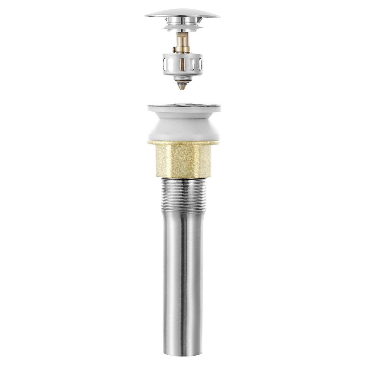VEVOR Bathroom Sink Drain Without Overflow, Brass and 304 Stainless Steel Pop Up Drains, Anti-Clogging Vessel Drain Strainer, All Metal Hair Catcher Drains Stopper, for Sinks Without Overflow Holes - DCSPSZJWYLKQU6MVT001V0 - view 10
