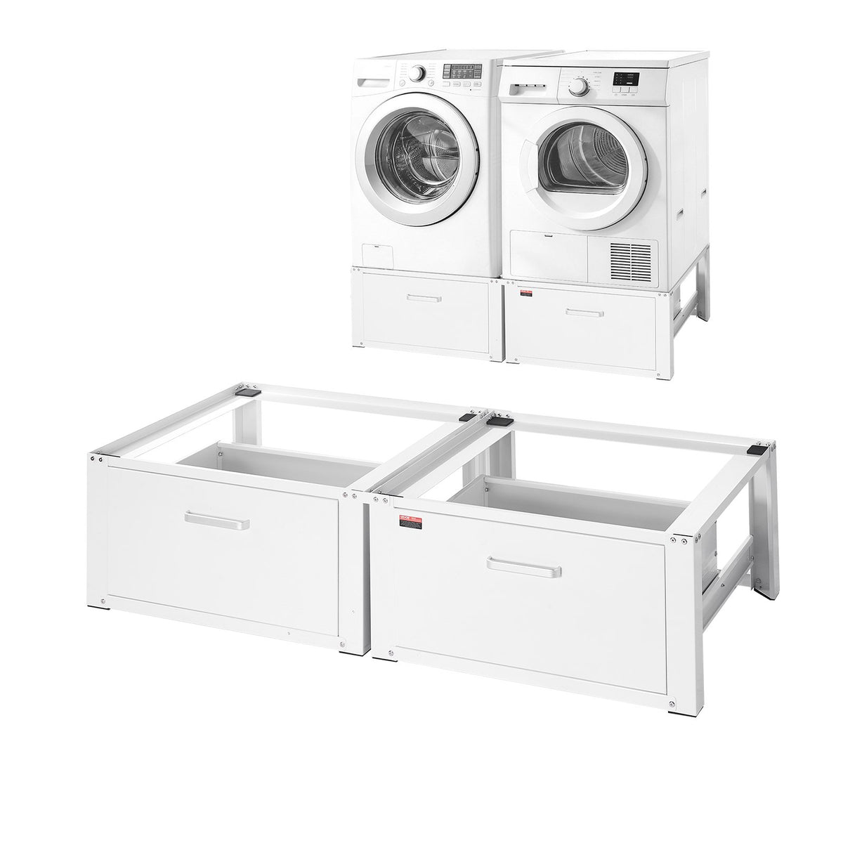 VEVOR Laundry Pedestal, 14 in Height, Washer and Dryer Pedestals with Drawer, 700 lbs Weight Load Capacity, Non-Slip Feet, Heavy-duty Steel Washing Machine Stand Universal Fit, White, 2 Pack - DCT2929INCH2028QM001V0 - view 1