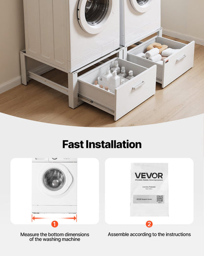 VEVOR Laundry Pedestal, 14 in Height, Washer and Dryer Pedestals with Drawer, 700 lbs Weight Load Capacity, Non-Slip Feet, Heavy-duty Steel Washing Machine Stand Universal Fit, White, 2 Pack - DCT2929INCH2028QM001V0 - view 7