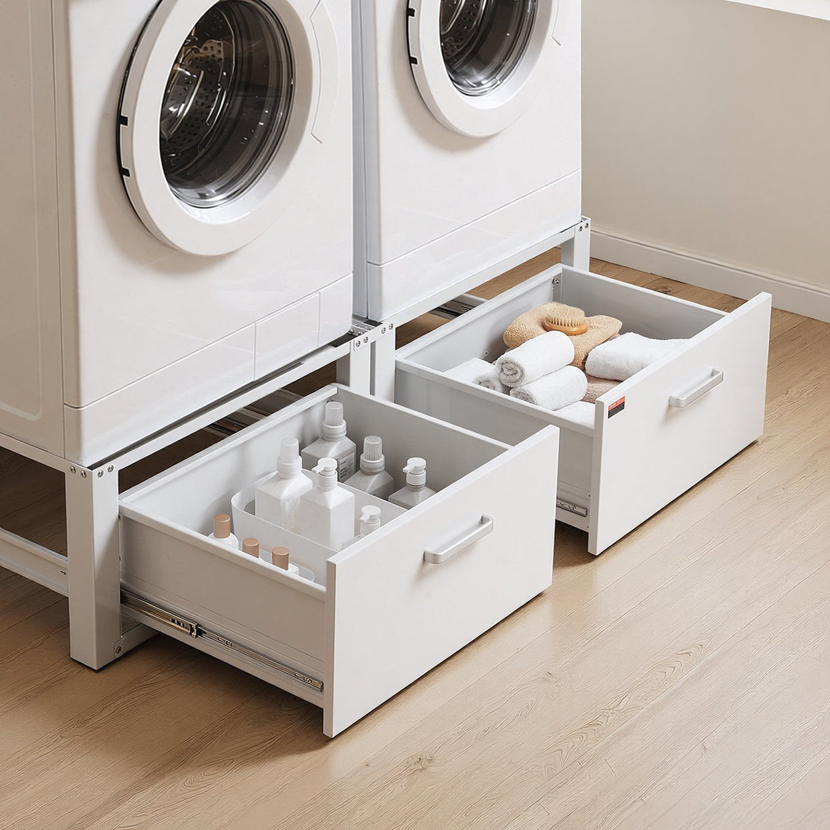 VEVOR Laundry Pedestal, 14 in Height, Washer and Dryer Pedestals with Drawer, 700 lbs Weight Load Capacity, Non-Slip Feet, Heavy-duty Steel Washing Machine Stand Universal Fit, White, 2 Pack - DCT2929INCH2028QM001V0 - view 9