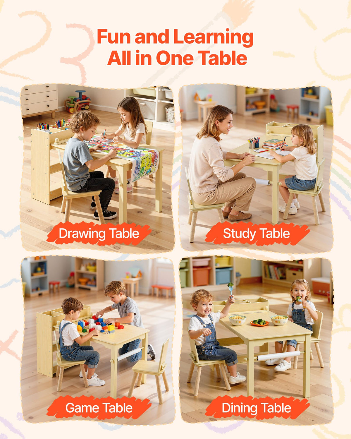 VEVOR Kid's Play Table and Chair - Select Your Configuration - DCWETZYYMSYZ77FUI001V0 - view 3