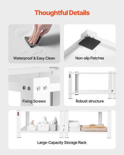 VEVOR Laundry Pedestal, 16.1 in Height, 27.5 x 27.5 in Washer and Dryer Pedestals with Storage Shelf, 700 lbs Load Capacity, Non-Slip Feet, Washing Machine Stand Universal Fit, White, 2 Pack - DCWJ2828INCH3E8WZ001V0 - view 8