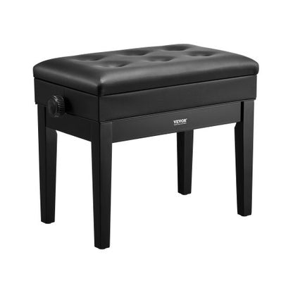VEVOR Piano Bench, 22" x 13" x 19.3", Keyboard Piano Chair with 19.3"-22.8" Adjustable Height, Padded Cushion, Storage Compartment for Music Books, Wooden Piano Stool Seat, for Vanity, Living Room - DCWXGQZDSMKDIXZ9TV0 - view 2