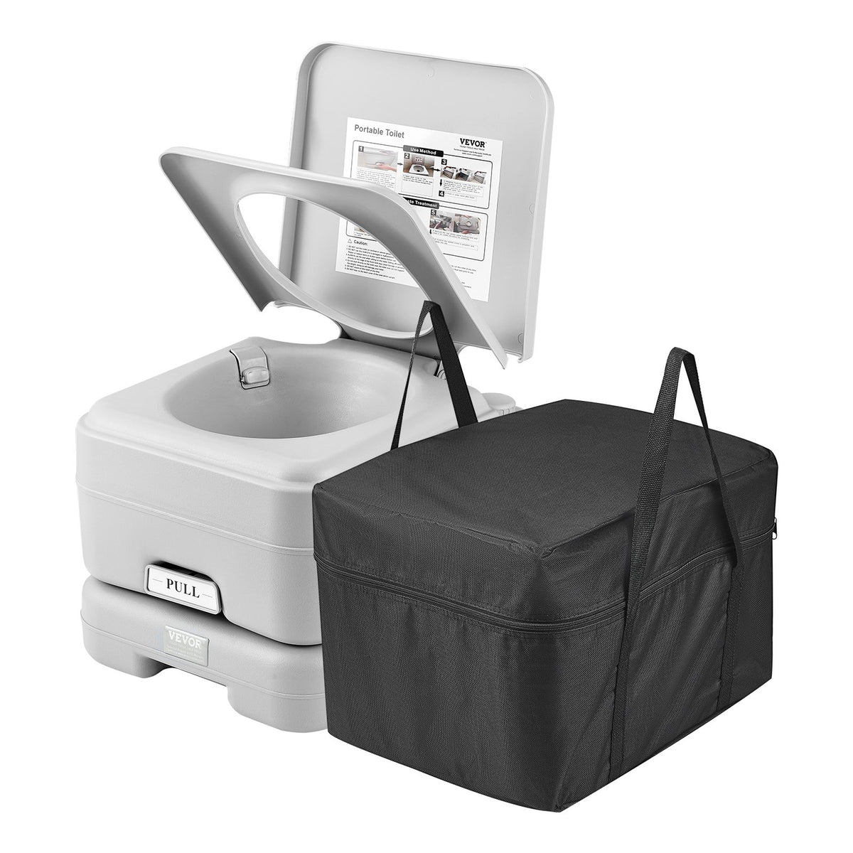 VEVOR Portable Toilet for Camping with Carry Bag, RV Toilet with 3.2 Gal Waste Tank, Push-Button Pressurized Flush Commode, Leak-proof and Odourless Travel Toilet for Adults Kids Camping Car - DCX32GAL32GALYTV0V0 - view 1
