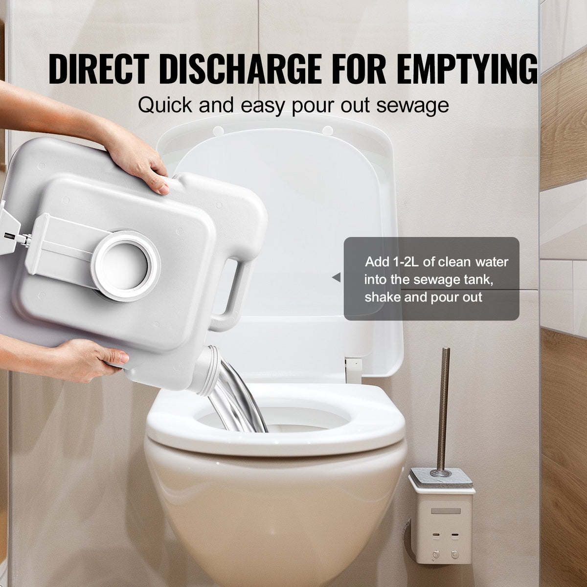 VEVOR Portable Toilet for Camping with Carry Bag, RV Toilet with 3.2 Gal Waste Tank, Push-Button Pressurized Flush Commode, Leak-proof and Odourless Travel Toilet for Adults Kids Camping Car - DCX32GAL32GALYTV0V0 - view 6