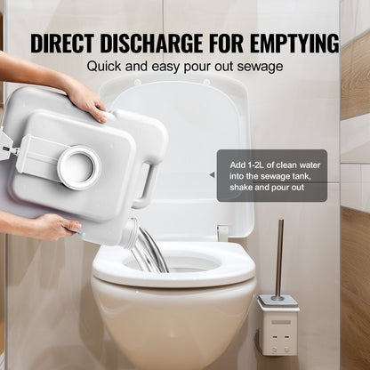 VEVOR Portable Toilet for Camping with Carry Bag, RV Toilet with 3.2 Gal Waste Tank, Push-Button Pressurized Flush Commode, Leak-proof and Odourless Travel Toilet for Adults Kids Camping Car - DCX32GAL32GALYTV0V0 - view 6