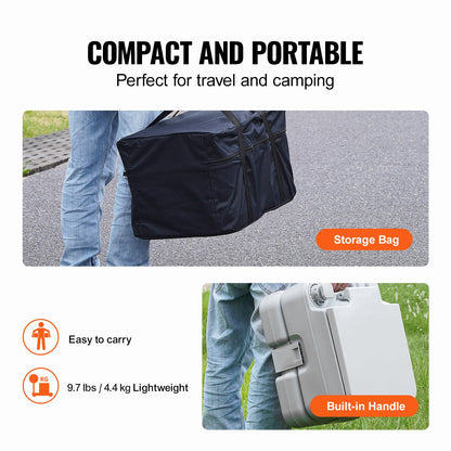 VEVOR Portable Toilet for Camping with Carry Bag, RV Toilet with 3.2 Gal Waste Tank, Push-Button Pressurized Flush Commode, Leak-proof and Odourless Travel Toilet for Adults Kids Camping Car - DCX32GAL32GALYTV0V0 - view 7