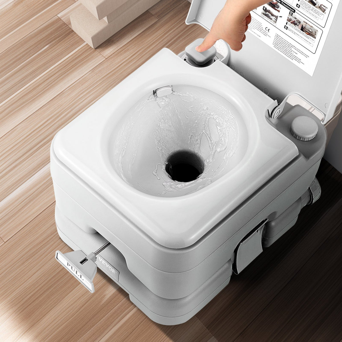 VEVOR Portable Toilet for Camping with Carry Bag, RV Toilet with 3.2 Gal Waste Tank, Push-Button Pressurized Flush Commode, Leak-proof and Odourless Travel Toilet for Adults Kids Camping Car - DCX32GAL32GALYTV0V0 - view 9