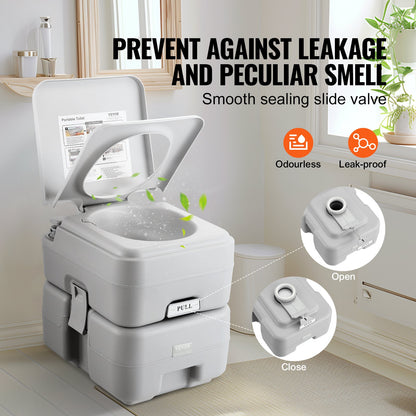 VEVOR Portable Toilet for Camping, Porta Potty with Carry Bag, 5.3 Gal Waste Tank & 3.2 Gal Flush Tank, Push-Button Pressurized Flush Commode, Leak-proof and Odourless Travel Toilet for Camping Car - DCX53GAL32GALWN45V0 - view 5
