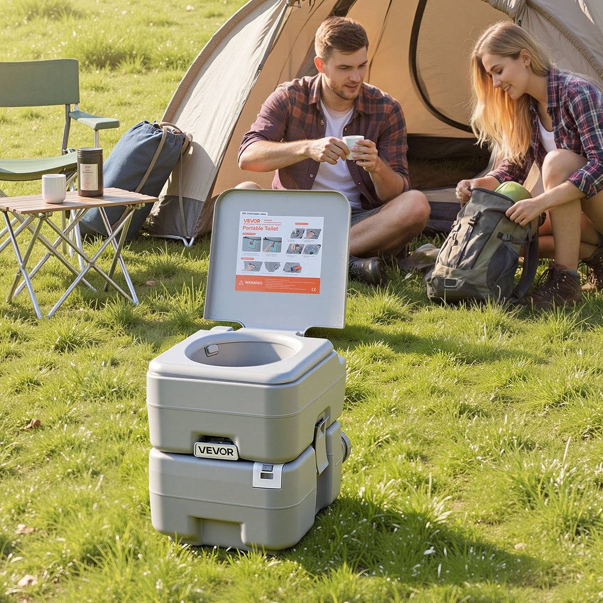 VEVOR Portable Toilet, 5.3 Gallon Detachable Waste Tank, 120 Flushes, Camping Toilet for Adults, Outdoor Travel Potty with Level Indicator, Carry Bag, Suitable for RV Travel, Camping, Hiking, Boating - DCXBXSMT53GAB3YT1001V0 - view 9