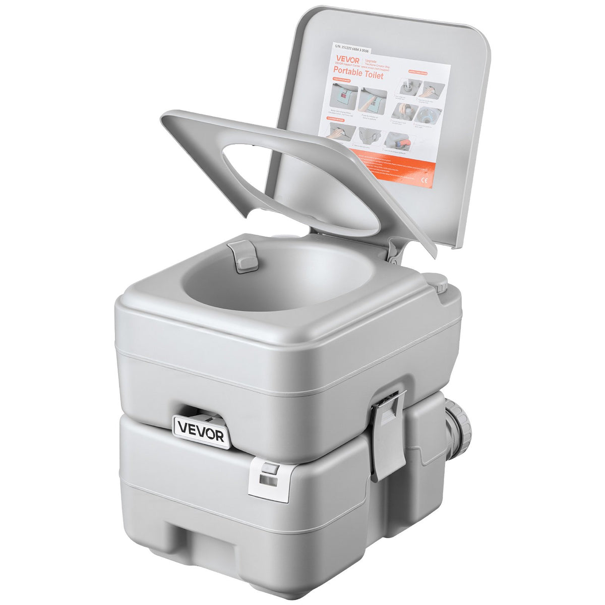 VEVOR Portable Toilet, 5.3 Gallon Detachable Waste Tank, 120 Flushes, Camping Toilet for Adults, Outdoor Travel Potty with Level Indicator, Carry Bag, Suitable for RV Travel, Camping, Hiking, Boating - DCXBXSMT53GAB3YT1001V0 - view 10