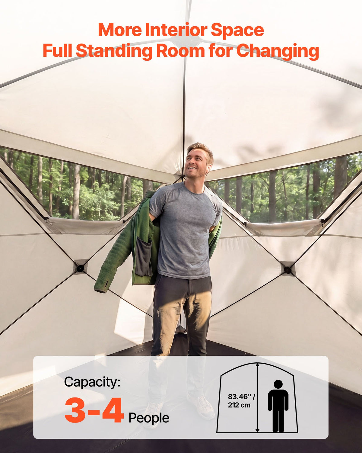 VEVOR Camping Tent, 4 Person Pop Up Instant Cabin Tent with Large Mesh Windows, 60 Seconds Easy Setup, Portable Cabin Hub Tents with Carry Bag for Family Outdoor Camping & Hiking, Upgraded Ventilation - DCZ9090INCH4FZHGY001V0 - view 4