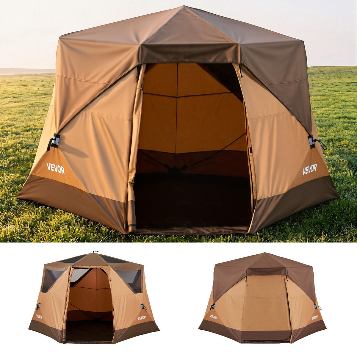 VEVOR Camping Tent, 6 Person Pop Up Instant Cabin Tent with Rainfly & Large Mesh Windows, 60 Seconds Easy Setup, Portable Waterproof Cabin Hub Tents with Carry Bag for Family Outdoor Camping & Hiking - DCZ9684INCH570FH1001V0 - view 1