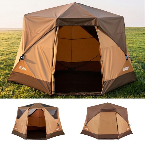VEVOR Camping Tent, 6 Person Pop Up Instant Cabin Tent with Rainfly & Large Mesh Windows, 60 Seconds Easy Setup, Portable Waterproof Cabin Hub Tents with Carry Bag for Family Outdoor Camping & Hiking - DCZ9684INCH570FH1001V0 - view 2