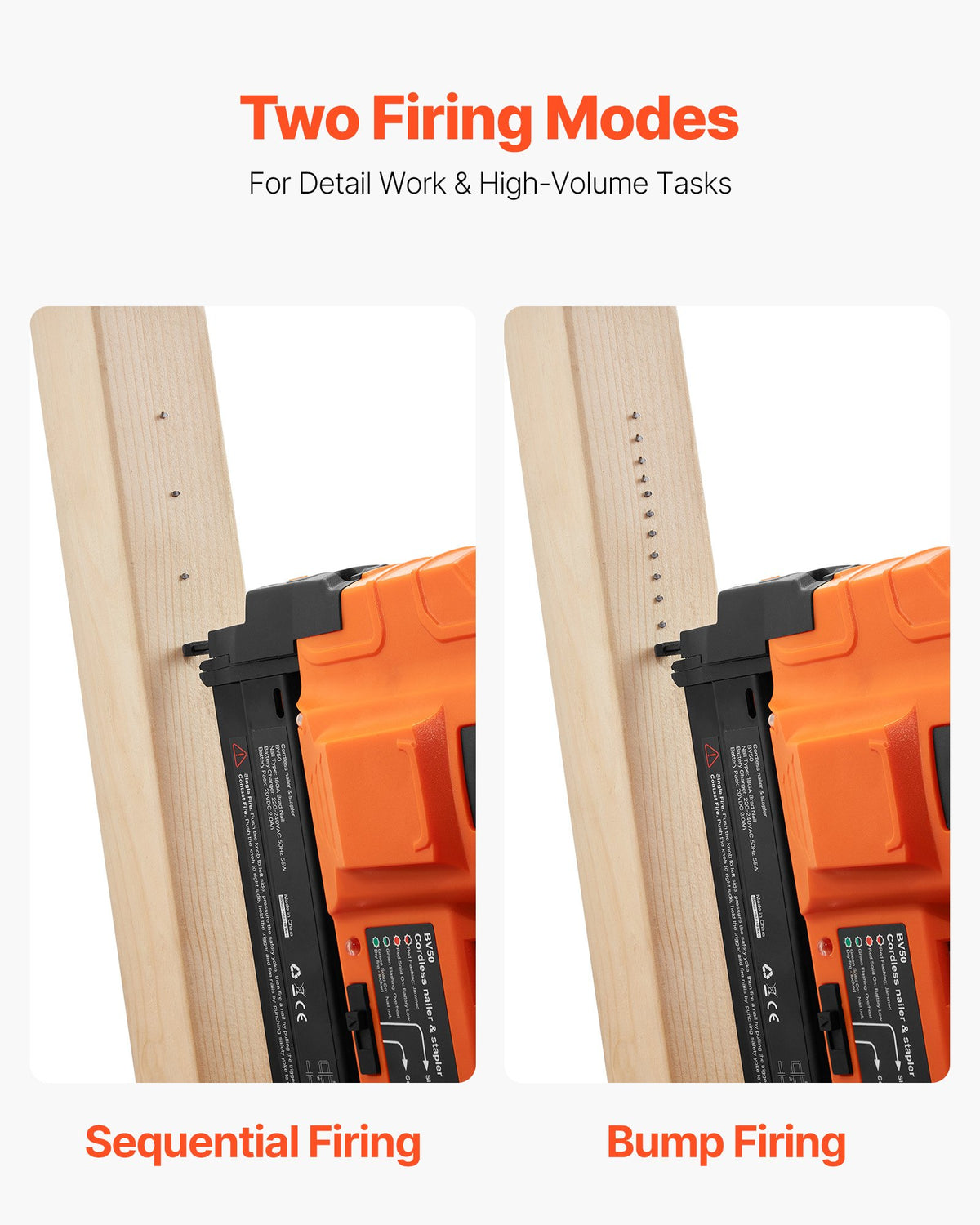 VEVOR Cordless Brad Nailer, 18 Gauge, 20V Battery Powered Nail Gun, with 500 pcs Nails, 2.0 Ah Li-ion Battery and Charger, Adjustable Nailing Depth, for Home Improvement, Woodworking, DIY Project - DDBLDDQ18GA29WG2V001V1 - view 5