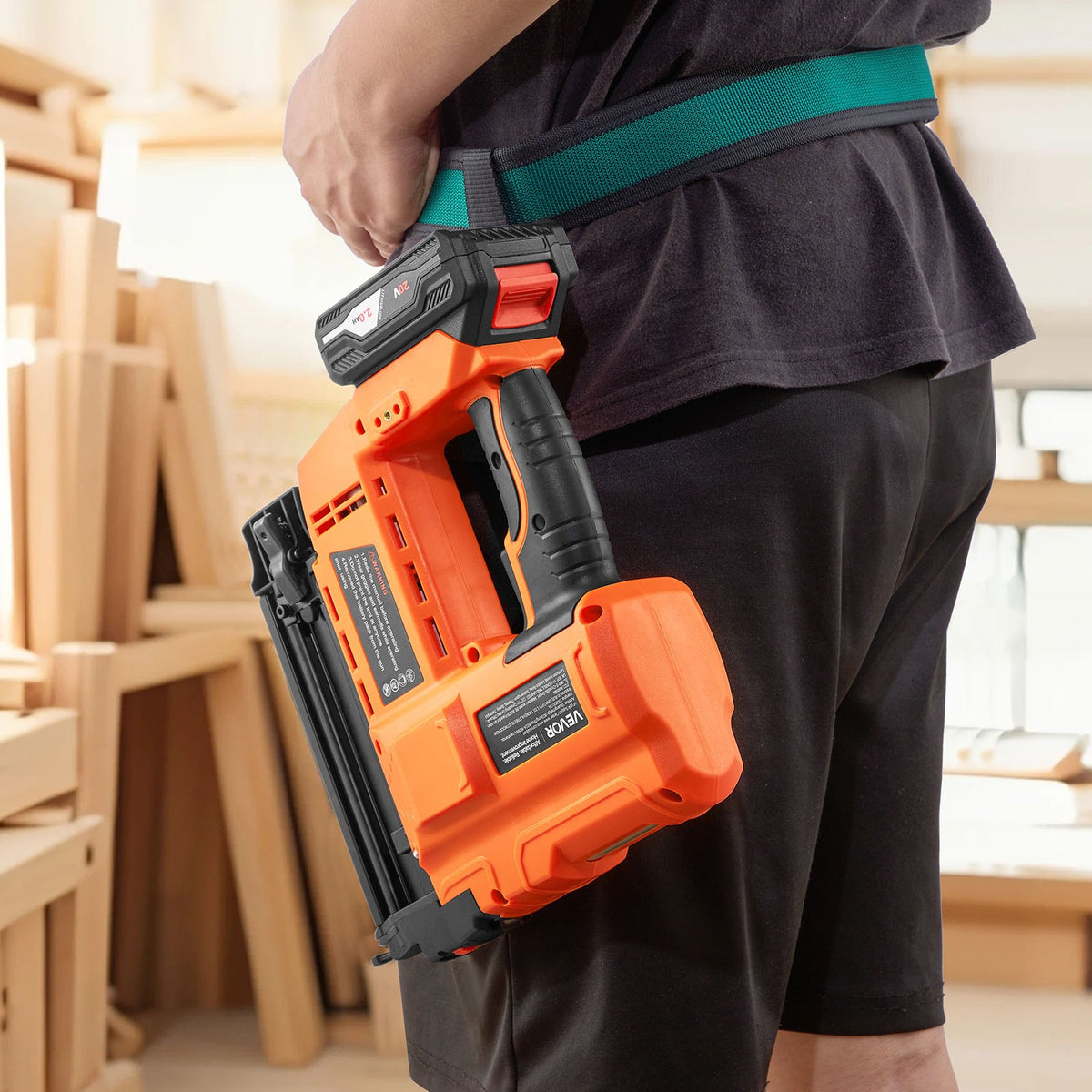 VEVOR Cordless Brad Nailer, 18 Gauge, 20V Battery Powered Nail Gun, with 500 pcs Nails, 2.0 Ah Li-ion Battery and Charger, Adjustable Nailing Depth, for Home Improvement, Woodworking, DIY Project - DDBLDDQ18GA29WG2V001V1 - view 9