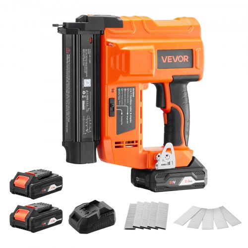 VEVOR 2-in-1 Cordless Brad Nailer, 18 Gauge, 20V Battery Powered Nail Gun and Staple Gun, with 500 pcs Nails, 500 pcs Staples, 2 x 2.0 Ah Li-ion Batteries, Charger, for Home Improvement, Woodworking - DDBLDDQ2H12IQ39MP001V1 - view 2