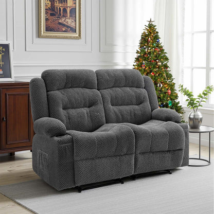 VEVOR Loveseat Recliner Sofa, Manual Reclining Couch with Heating and Massage, Soft Corduroy Recliner Sofa with USB Ports, Cup Holders and Side Storage Bags, Dual Loveseat Chair for Living Room, Grey - DDBYSRSFSDKDYO29Y001V1 - view 9