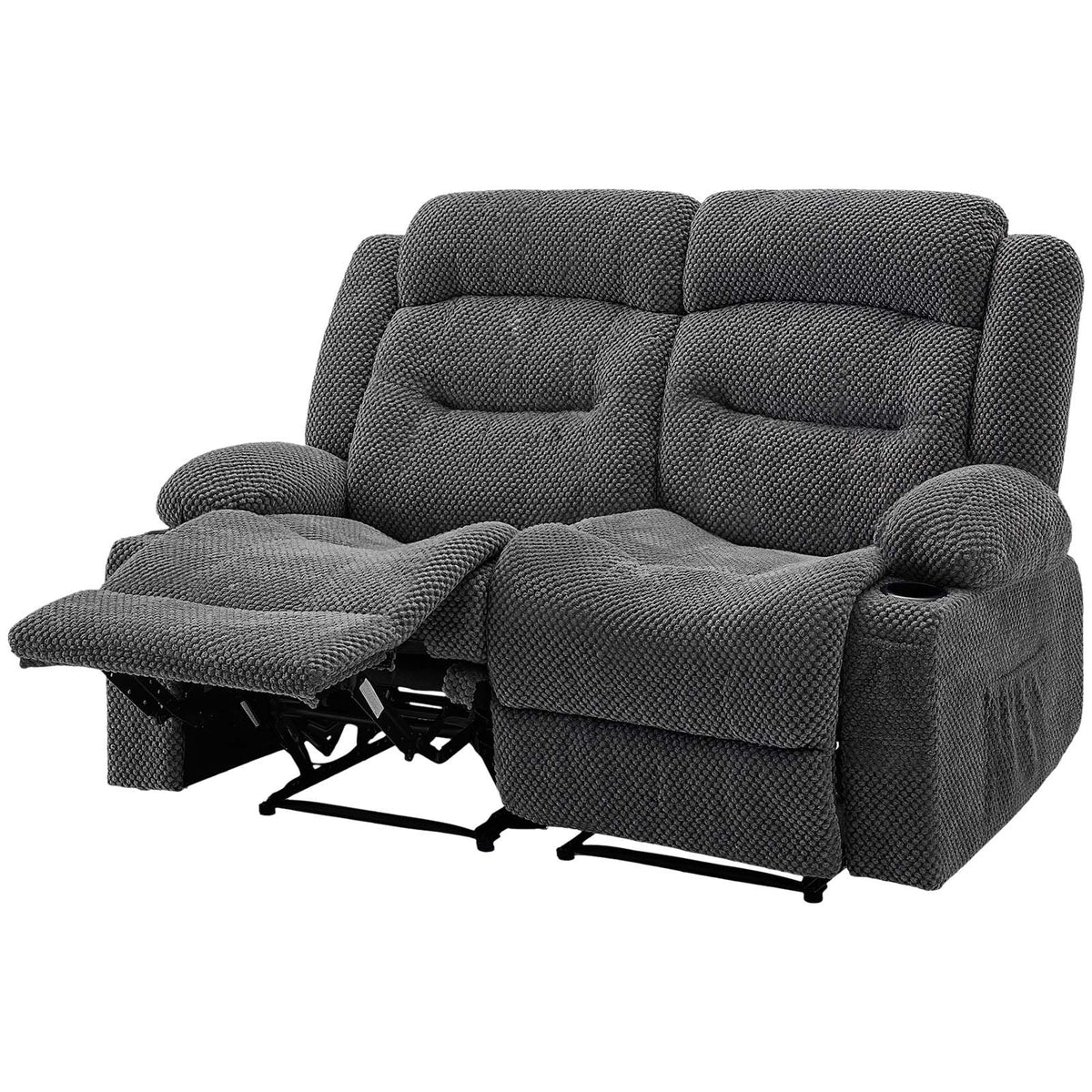 VEVOR Loveseat Recliner Sofa, Manual Reclining Couch with Heating and Massage, Soft Corduroy Recliner Sofa with USB Ports, Cup Holders and Side Storage Bags, Dual Loveseat Chair for Living Room, Grey - DDBYSRSFSDKDYO29Y001V1 - view 10