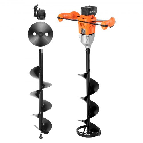 VEVOR 20V Electric Ice Auger, 8 inch Diameter, 2 in 1 Cordless Ice Fishing Augers and Earth Auger with Ices & Earth Drill Bit, Cold-Resistant Post Hole Digger, Turbo High-Speed Cutting System - DDBZ20V40AH2LD388001V1 - view 2