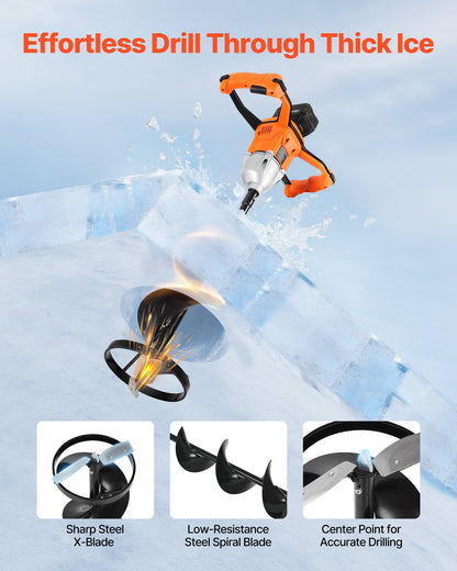 VEVOR 20V Electric Ice Auger, 8 inch Diameter, 2 in 1 Cordless Ice Fishing Augers and Earth Auger with Ices & Earth Drill Bit, Cold-Resistant Post Hole Digger, Turbo High-Speed Cutting System - DDBZ20V40AH2LD388001V1 - view 5