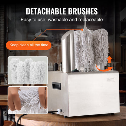 VEVOR Wine Glass Polisher Machine, 5-Brush Glass Polishing Machine, 330 Cups/Hour Electric Commercial Glass Polisher for Champagne Glasses, Beer Cups, Mugs, Perfect for Bar Restaurant Kitchen - DDCBJ5GST000423YNV1 - view 6