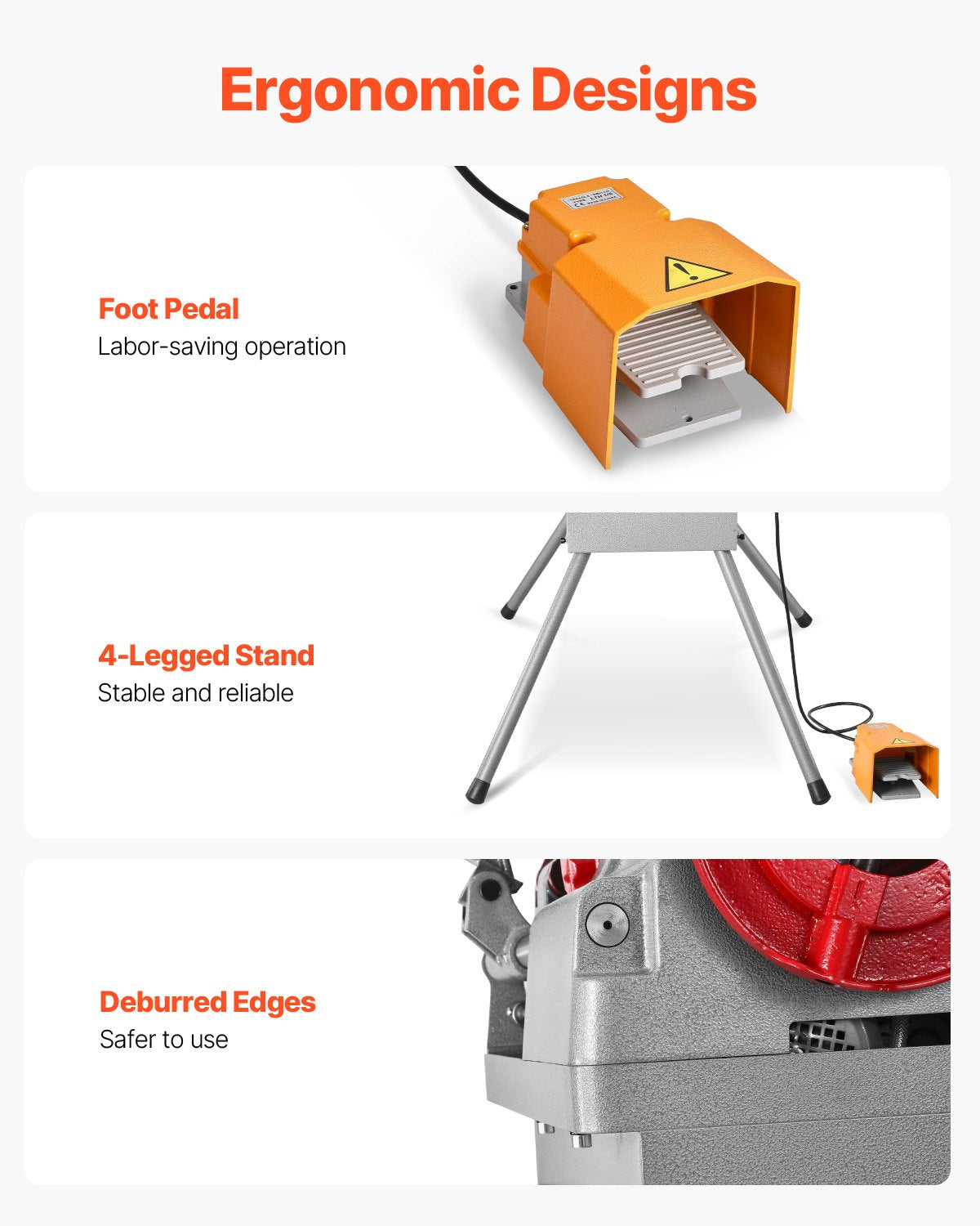 VEVOR Electric Pipe Threader Machine, 900W 2-Speed Threading Cutting Machine, 1/2 to 4 inch Pipes Threading Cutter Tool with Foot Pedal for Plumbing, Automotive Repairs, Metalworking - DDCGJYTS124I6OAPFV1 - view 6