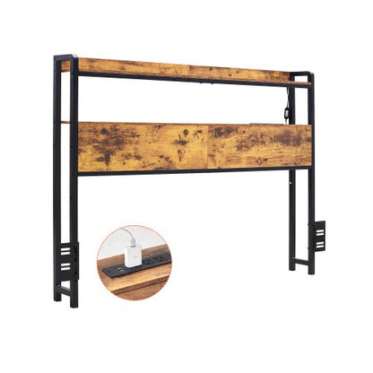 VEVOR Headboard for Full Size Bed, Adjustable Height Headboard with 2 Shelves Storage, Freestanding Head Board with Charging Station and LED Light for Different Bed Frames, Easy Assembly, Brown - DDCTBTMYBKBYKFTEAV1 - view 2