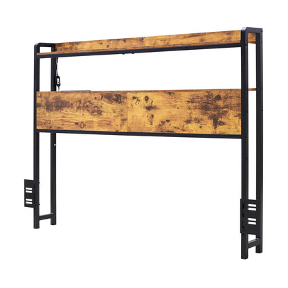 VEVOR Headboard for Full Size Bed, Adjustable Height Headboard with 2 Shelves Storage, Freestanding Head Board with Charging Station and LED Light for Different Bed Frames, Easy Assembly, Brown - DDCTBTMYBKBYKFTEAV1 - view 10