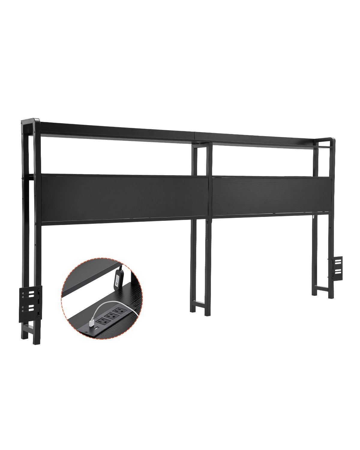 VEVOR Headboard for Queen Size Bed, Adjustable Height Headboard with 2 Shelves Storage, Freestanding Head Board with Charging Station and LED Light for Different Bed Frames, Easy Assembly, Black - DDCTBTMYBKBYLKEBTV1 - view 1