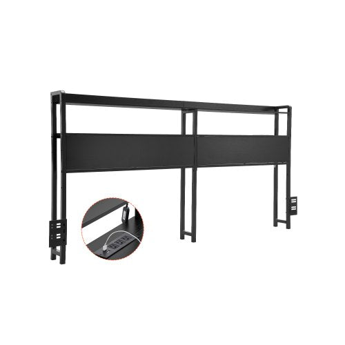 VEVOR Headboard for Queen Size Bed, Adjustable Height Headboard with 2 Shelves Storage, Freestanding Head Board with Charging Station and LED Light for Different Bed Frames, Easy Assembly, Black - DDCTBTMYBKBYLKEBTV1 - view 2