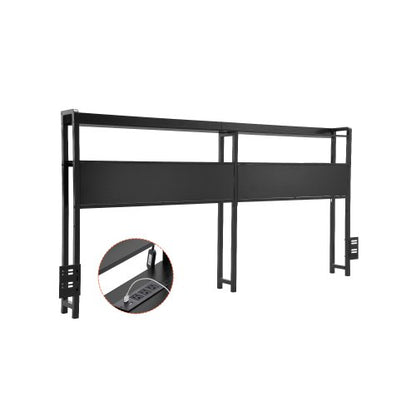 VEVOR Headboard for Queen Size Bed, Adjustable Height Headboard with 2 Shelves Storage, Freestanding Head Board with Charging Station and LED Light for Different Bed Frames, Easy Assembly, Black - DDCTBTMYBKBYLKEBTV1 - view 2