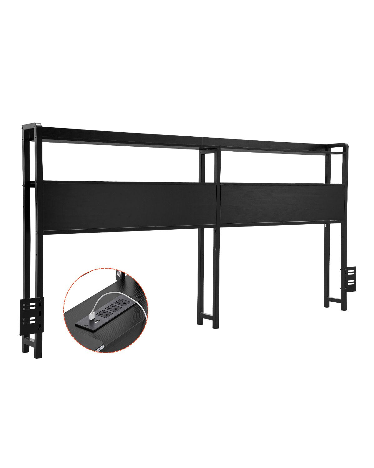 VEVOR Headboard for King Size Bed, Adjustable Height Headboard with 2 Shelves Storage, Freestanding Head Board with Charging Station and LED Light for Different Bed Frames, Easy Assembly, Black - DDCTBTMYBKBYODCKFV1 - view 1