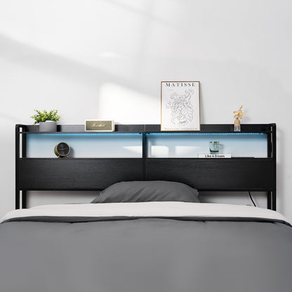 VEVOR Headboard for King Size Bed, Adjustable Height Headboard with 2 Shelves Storage, Freestanding Head Board with Charging Station and LED Light for Different Bed Frames, Easy Assembly, Black - DDCTBTMYBKBYODCKFV1 - view 9