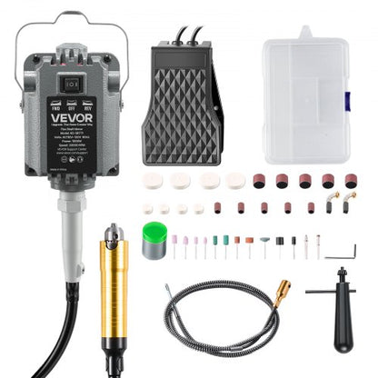 VEVOR Flex Shaft Grinder, 1000W 30000RPM Electric Flex Shaft Rotary Tool, Foot-Pedal Control Hanging Carver Grinder with 74PCS Accessory Kit for Sanding Buffing Polishing Cutting - DDDMJ1000WYXA91OR001V1 - view 2