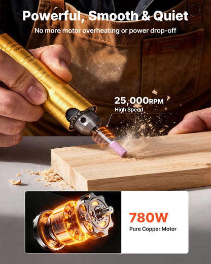 VEVOR Flex Shaft Grinder, 780W 25000RPM Electric Flex Shaft Rotary Tool, Foot-Pedal Control Hanging Carver Grinder with 112PCS Accessory Kit for Sanding Buffing Polishing Cutting - DDDMJ780WYXCG8K1Y001V1 - view 3