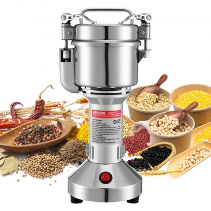 VEVOR Electric Grain Mill Grinder, 0.3 lbs Commercial Spice Grinders, High Speed 850W Stainless Steel Pulverizer Powder Machine, for Dry Grains, Spices, Cereals, Coffee, Corn & Pepper, Straight Type - DDDPSGWYMJ157D9JO001V1 - view 2