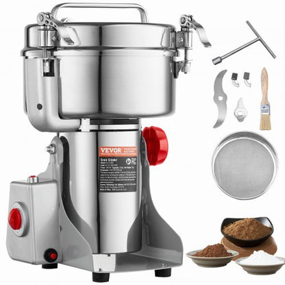 VEVOR 2000g Electric Grain Mill Grinder, High Speed 3400W Commercial Spice Grinders, Stainless Steel Pulverizer Powder Machine, for Dry Grains Spices Cereals Coffee Corn Pepper, Swing Type - DDDPSGWYMJ208ZOH2V1 - view 2