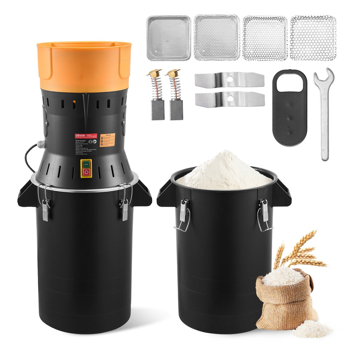 VEVOR Electric Grain Mill Grinder, 600W High Power Commercial Spice Grinder, 6.6 Gal Pulverizer Powder Machine with Galvanized Sharp Blades, for Dry Grains, Spices, Cereals, Coffee, Corn & Pepper - DDDPSGWYMJ25JR9JC001V1 - view 1