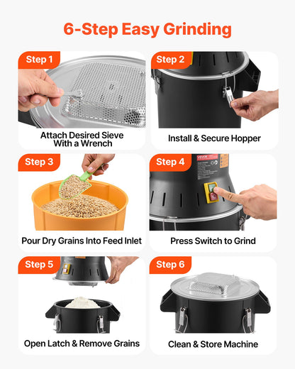 VEVOR Electric Grain Mill Grinder, 600W High Power Commercial Spice Grinder, 6.6 Gal Pulverizer Powder Machine with Galvanized Sharp Blades, for Dry Grains, Spices, Cereals, Coffee, Corn & Pepper - DDDPSGWYMJ25JR9JC001V1 - view 6