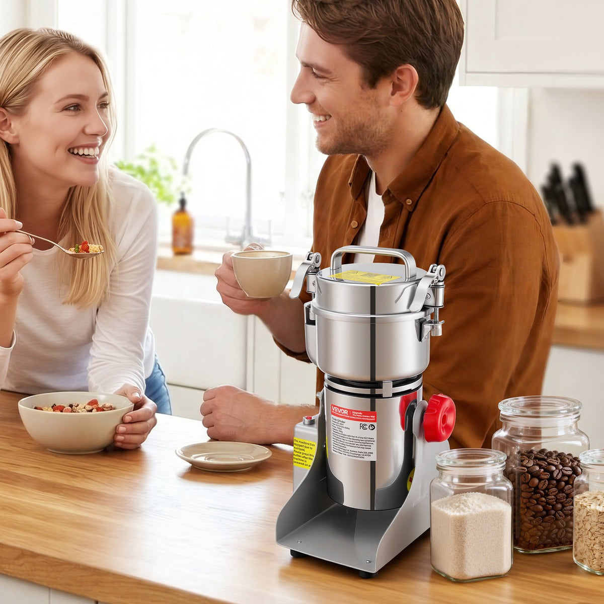 VEVOR 300g Electric Grain Mill Grinder, 1500W 28000RPM High Speed Spice Corn Dry Grinding Machine, Stainless Steel Pulverizer Powder Machine for Dried Grains Coffee Beans Spices Nuts (270° Swing Type) - DDDPSGWYMJ30J4GQM001V1 - view 9