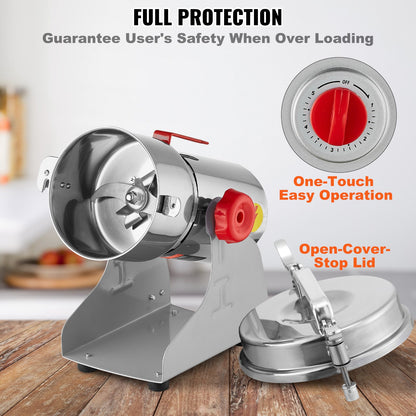 VEVOR 300g Electric Grain Mill Grinder, High Speed 1500W Commercial Spice Grinders, Stainless Steel Pulverizer Powder Machine, for Dry Grains Spices Cereals Coffee Corn Pepper, Swing Type - DDDPSGWYMJ30YEEUIV1 - view 6