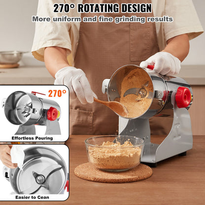 VEVOR 300g Electric Grain Mill Grinder, High Speed 1500W Commercial Spice Grinders, Stainless Steel Pulverizer Powder Machine, for Dry Grains Spices Cereals Coffee Corn Pepper, Swing Type - DDDPSGWYMJ30YEEUIV1 - view 7
