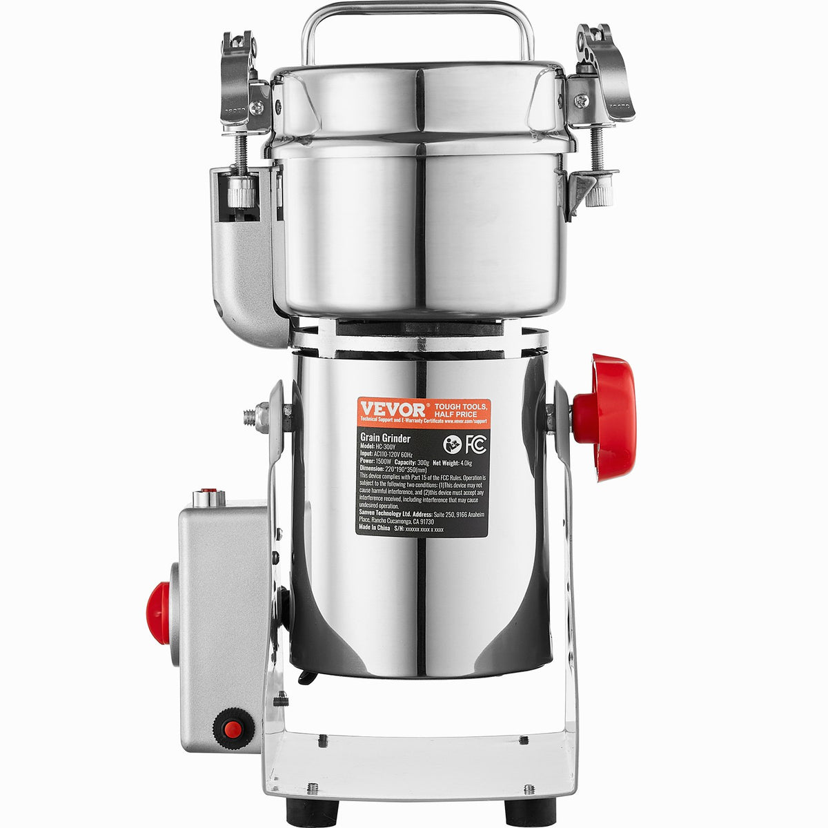 VEVOR 300g Electric Grain Mill Grinder, High Speed 1500W Commercial Spice Grinders, Stainless Steel Pulverizer Powder Machine, for Dry Grains Spices Cereals Coffee Corn Pepper, Swing Type - DDDPSGWYMJ30YEEUIV1 - view 10